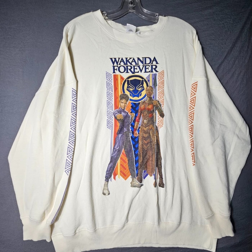 Marvel Black Panther Wakanda Forever Cream Graphic Sweatshirt Mens Large